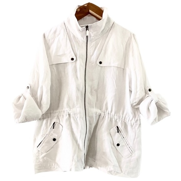 Tommy Bahama White Linen jacket top utility coat XL - Picture 3 of 8
